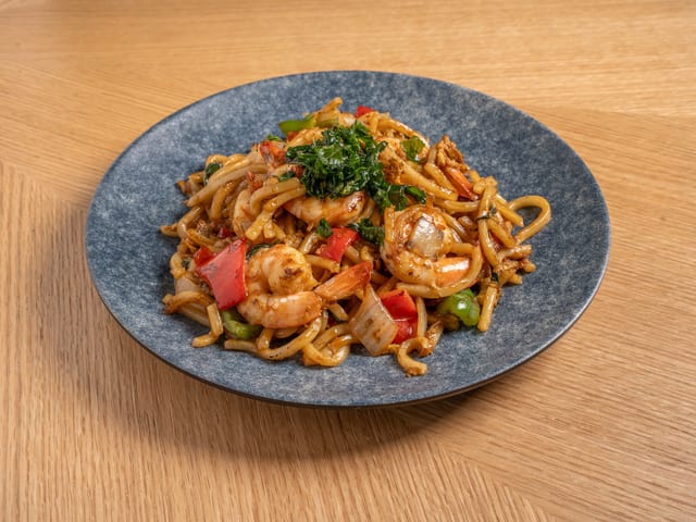 Stir-Fried Udon Noodles Lunch.